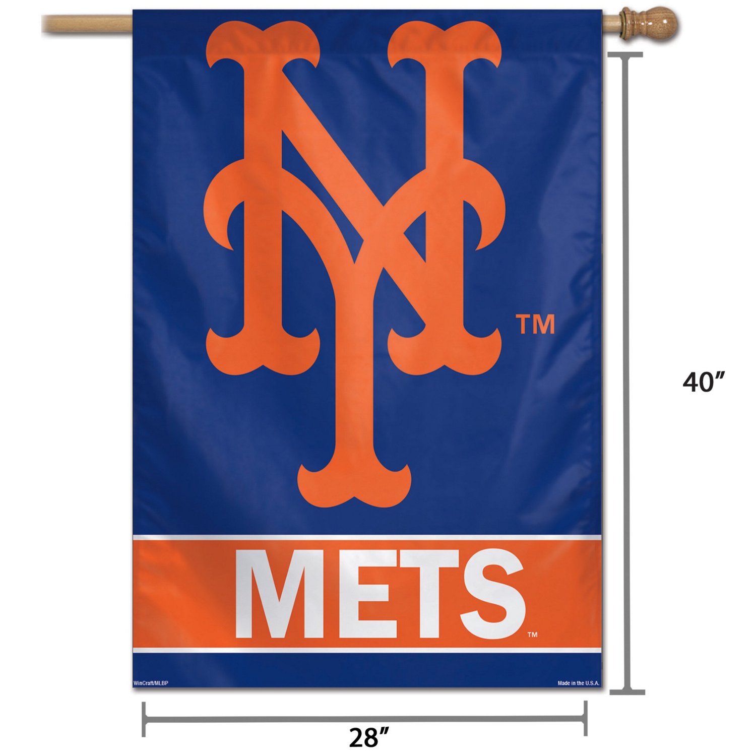 WinCraft New York Mets 28" x 40" Wordmark Single-Sided Vertical Banner - view number 2
